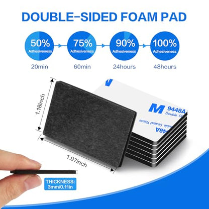 Double Sided Adhesive Tape Pads Heavy Duty, Mounting Tape,48Pcs 3mm Thickness Pre-Cut Foam Tape,Super-Sticky Black Strong Pads Rectangle Shape Waterproof for Walls Picture, Car, Home, Office - color: Black