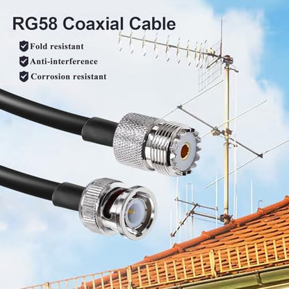 TUOLNK 2PCS BNC Male to SO239 RG58 Coaxial Cable UHF Female Jack Extension Cable, PL259 Female to BNC Pigtail for CB Radio, GPS Antenna 20inch (50cm) - size: 1.64ft-2pcs