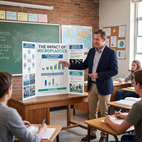 Eaasty 4 Pack White Trifold Poster Board 48 x 36 Inch Corrugated Display Boards with Banners Foldable Picture Posterboard for School Projects Science Fairs Photo Displays Graduation Exhibitions - size: Large