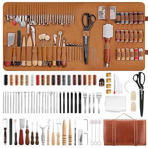 SAKERNEO Leather Working Tools kit Leather Tooling Kit Leather Craft Tools - size: Regular Version