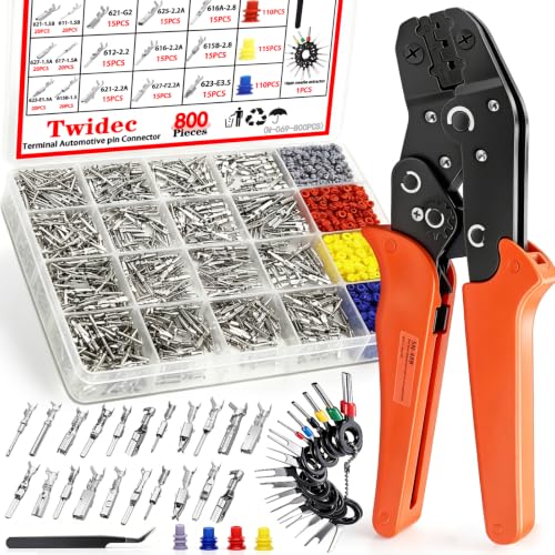 Twidec/800Pcs 21Type Car Pins Connector Kit Wire Pin With Crimping Pliers - color: 800pcs