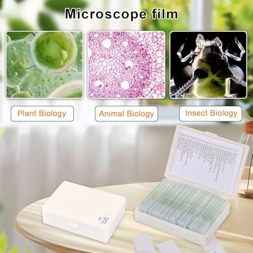 30 Microscope Slides with specimens, Plants, Insects, Animal Cell Samples for use in Biological Science Labs for Children, Students and homeschools - size: 30pcs