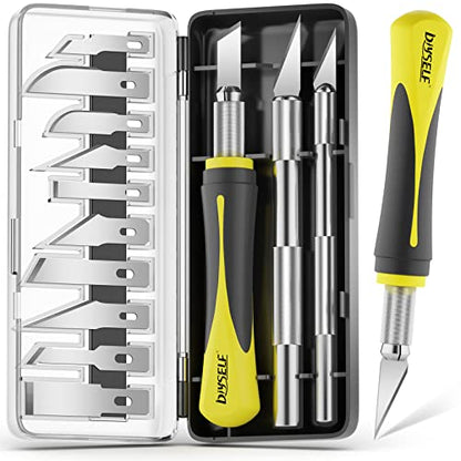 DIYSELF 16-Piece Exacto Knife Set, Craft Knife & Hobby Knife Kit, Precision Knife with Magnetic Storage Case, Exacto Knife for Crafting, Paper, Foam, Vinyl, Models, 3D Printing, Junk Journal Supplies - color: Yellow (16 Pack)