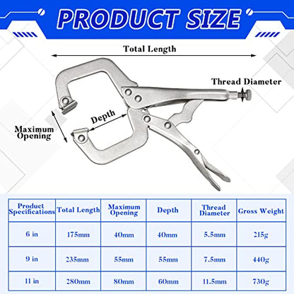 Minatee 4 Pcs Locking C Clamp Set