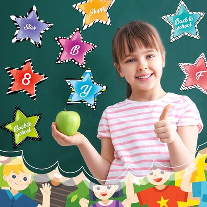 Kolldenn 72 Pcs Star Cutouts Paper 4" for Classroom Decor Teachers Craft - style: Star