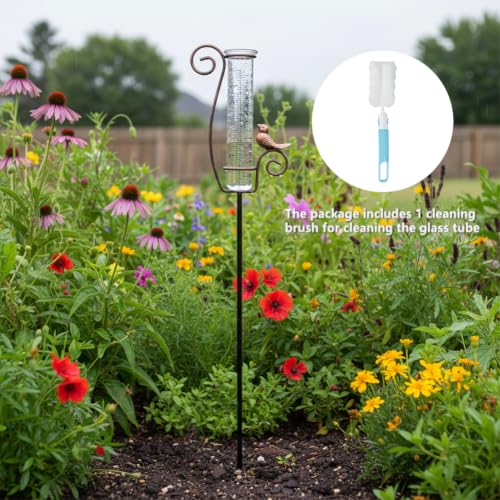 Rain Gauge Outdoor, 7 Inch Rain Gauges for Measuring Precipitation - color: Iron Bird