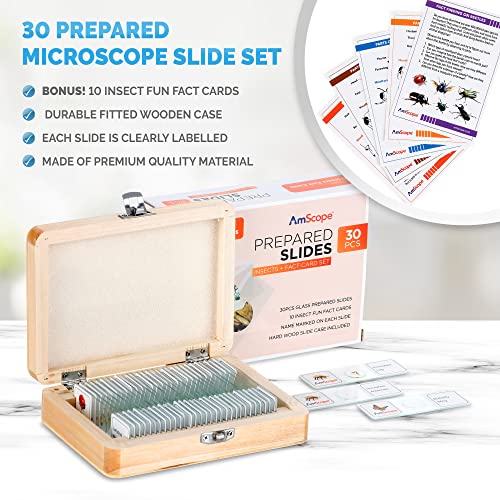 AmScope M30-BKI-PSI 1200X 52-pcs Microscope Kit with Deluxe Insect