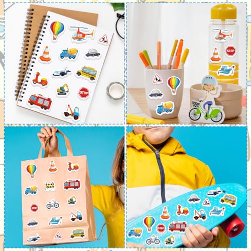 300Pcs Transportation Foam Stickers, Self-Adhesive Truck Cartransportation Stickers Car Foam Decals Sticker Decorations for Home Office School Classroom DIY Art Craft Party Supplies - style: Transportation