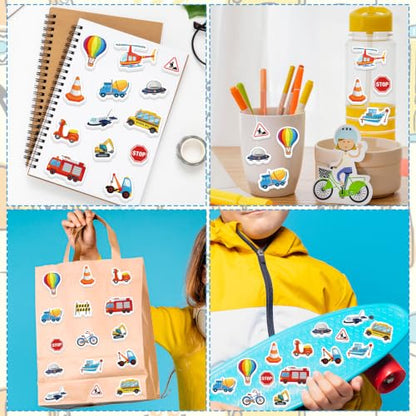 300Pcs Transportation Foam Stickers, Self-Adhesive Truck Cartransportation Stickers Car Foam Decals Sticker Decorations for Home Office School Classroom DIY Art Craft Party Supplies - style: Transportation