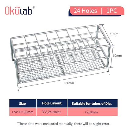 Test Tube Rack, 24 Holes Stainless Steel Test Tube Racks, Suitable for Tubes of Dia.≤18mm, Round Holes Test Tube Holder, for Classroom, Lab,TTRS2418A1 - size: 24 Holes,for Tubes of Dia.≤18mm