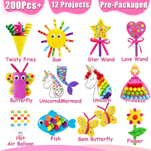 MHMYDIS First Craft Kit for Kids - 12 in 1 No Mess Creative Arts and Crafts kit for Kids Ages 4-8 - Toddler Crafts Kit Supplies - Gifts for Girls and Boys 3 4 5 6 7 8 Year Old (Unicorn&Princess) - style: Unicorn&Princess