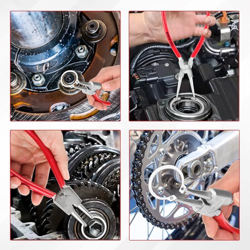 TOOLEAGUE 9" Snap Ring Pliers Set with Storage Bag, Circlip Pliers, 4 Pcs - size: 9 inches (Bent/Straight, Internal/External, 4Pcs)