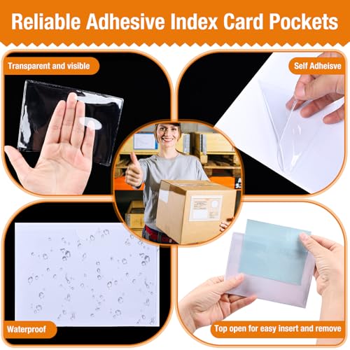 40 Pcs Clear Adhesive Pockets,4x6 inch Index Card Holders for Storage Bin - size: 4"X6"