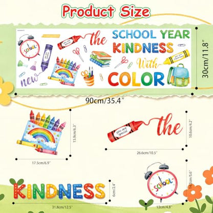 LHIUEM Inspirational Quote Wall Sticker Color Crayon Schoolbag Wall Decal - color: School Year
