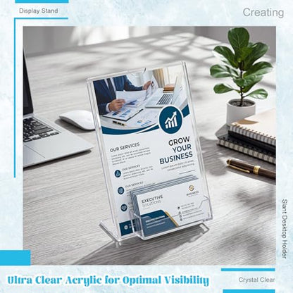 6 Pcs Acrylic Sign Holder Business Card Holder, 5 x 7 Inch, Top Insert - color: Top Insert, size: 5 x 7 Inch
