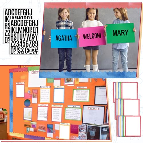 Sinload 92 Pcs Science Fair Board Supplies 60 Trim Scalloped Poster Boards 18 Presentation Subtitles 6 Project Titles 8 Letter Sticker for Classroom Display Boards(Pastel,Wave) - color: Pastel, style: Wave