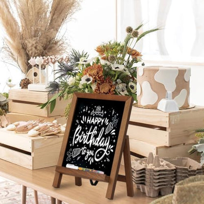 4 THOUGHT Small Tabletop Magnetic Chalkboard Signs 9.5" x 14", Brown - color: Rustic Brown