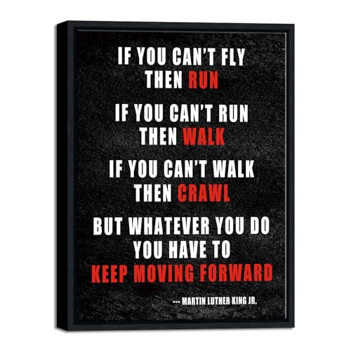Pyradecor Black Framed Canvas Wall Art Keep Moving Forward Motivational Classroom Positive Quotes Inspirational Poster for Office Living Room Home Decorations - color: Keep Moving, size: 17"L x 13"W