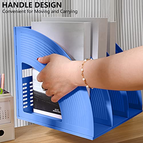 Marte Vanci Magazine File Holder Book Desktop Organizer Plastic Storage Sturdy Vertical 3 Section Folder Blue - color: Blue 3 Section