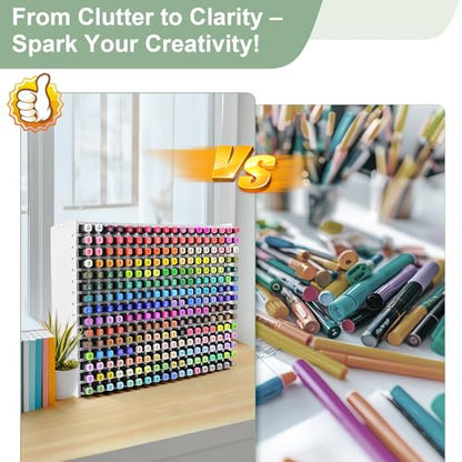 Marker Organizer, 270-Slot Marker Holder with Adjustable Dividers - size: 270 Holes