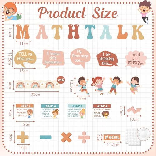 Pajean 85 Pcs Math Bulletin Board Set Retro Math Posters Classroom Decorations for Elementary Middle High School Mathematics Education Posters Teacher Supplies - style: Retro