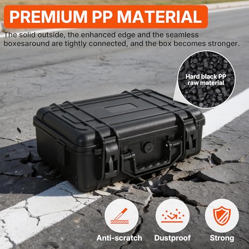 TORIBIO Hard Carrying Case with Foam, Shockproof Storage Box 14"x9.3"x3.5" - size: 14" x 9.3" x 3.5"