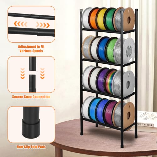 4-Tier 3D Printer Filament Storage Rack, Expandable Spool Organizer - size: 4-Tier