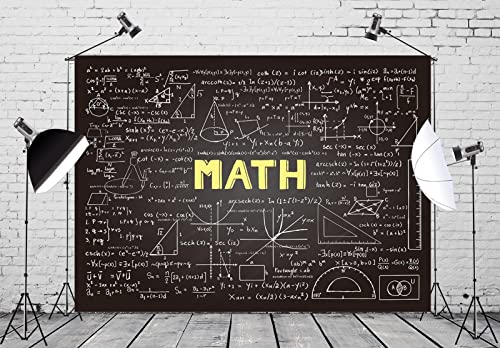 BELECO 7x5ft Fabric Math Chalkboard Backdrop Mathematics Formulas Equations Hand Drawn Classroom Blackboard Math Background for Photography Science Math Theme Party Decorations Photo Studio Props - size: 7x5FT