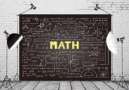 BELECO 15x8ft Fabric Math Chalkboard Backdrop Mathematics Formulas Equations Hand Drawn Classroom Blackboard Math Background for Photography Science Math Theme Party Decorations Photo Studio Props - size: 15x8FT