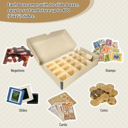Lineco Archival Slide Storage Box, Clamshell Box, 11.68x6.37x2.25 Inch, Tan - size: Pack of 1