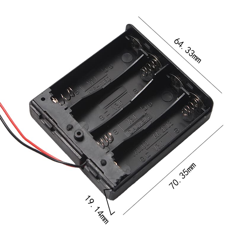 4X AA Battery Holder and Screws, 4 AA Battery Case Holder with Wire Bundle Switch and Cover, 4 x 1.5V AA AA Charging 4 Bay Battery Holder, Parallel Batteries Case