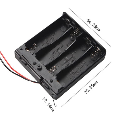 4X AA Battery Holder and Screws, 4 AA Battery Case Holder with Wire Bundle Switch and Cover, 4 x 1.5V AA AA Charging 4 Bay Battery Holder, Parallel Batteries Case