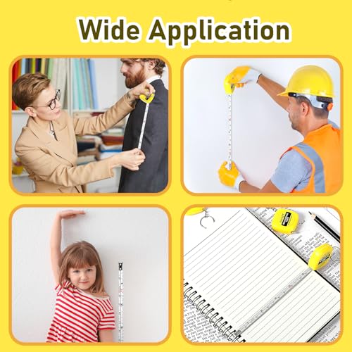 Grevosea 12 Pieces Mini Tape Measure Keychains, 2 Inch Functional Small Tape Measures Keychains with Stable Slide Lock Pocket Portable Tape for Birthday Party Favors Gift Bag Fillers Prize 1 m/ 3 Ft - color: 12 Pcs Yellow 2 Inch