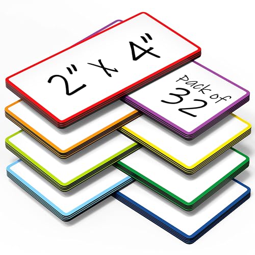 32 Pack Dry Erase Magnetic Labels 2x4 in - Magnetic Name Tags for Classroom Lockers School Bus - Classroom Magnets for Names - Magnet Labels for Whiteboard - Magnet Names Plates for Classrooms - color: 32 Colored Border, size: 2"x4"