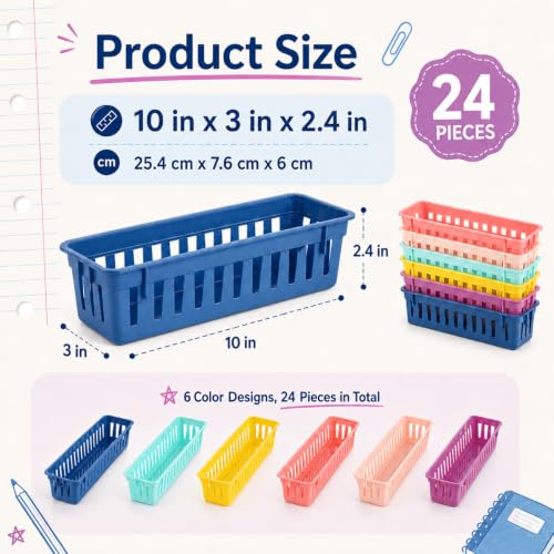 24 pcs Bright Pencil Basket Dispenser for Classroom Pencil Holder for Desk - color: Bright