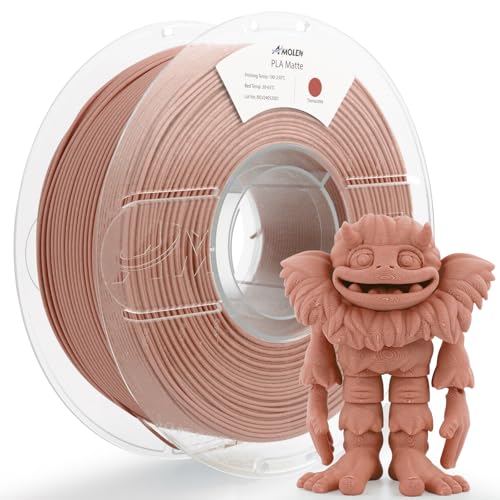 AMOLEN Matte PLA 3D Printer Filament 1.75mm Terracotta Smooth Finish 1KG - color: Terracotta