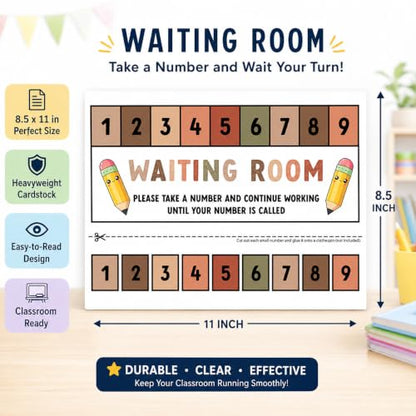 Andaz Press Boho Teacher Waiting Room Sign, Please Take a Number Classroom Poster for Student Management, Teacher Waiting in Line System, Behavior Management Visual Aid, 8.5x11 Thick Cardstock - color: Boho Teacher Waiting Room Sign