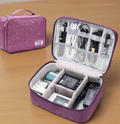 Waterproof Travel Electronics Organizer Bag, Portable Cable Case-Purple - color: Purple, size: Single-Layer