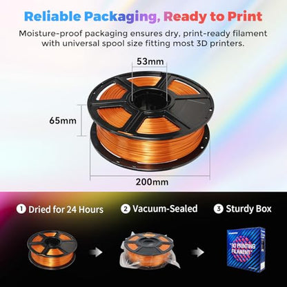 Flashforge 3D Printer Filament Silk PLA 1.75mm 1kg Spool-Dimensional Accuracy +/- 0.02mm (Copper) - color: Copper
