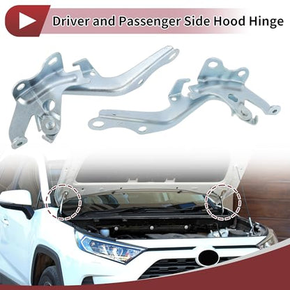 1 Pair Hood Hinges for Toyota Sienna 2011-2020 Front Bonnet Bracket No.5341008020/5342008020 Silver Tone Iron