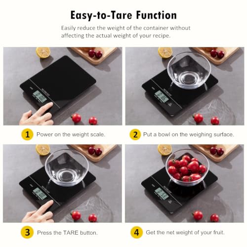 NUTRI FIT Digital Food Scale Kitchen Scales Grams & Ounces for Weight Loss - color: Tempered Glass-Black