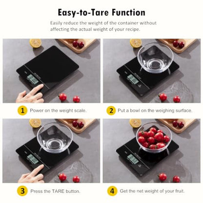 NUTRI FIT Digital Food Scale Kitchen Scales Grams & Ounces for Weight Loss - color: Tempered Glass-Black