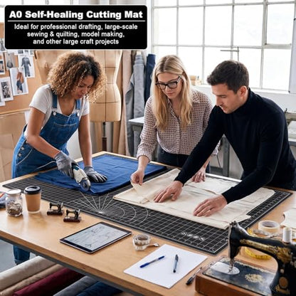 Pangda 1 Pcs 36 x 48 in Large Self Healing Cutting Mat for Sewing, Black - color: Black, size: 48"L x 36"W