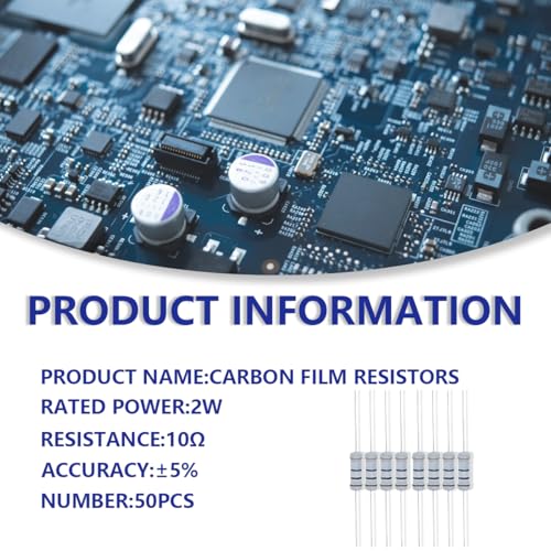 50 Pcs 2W 5% Tolerance 10 Ohm Carbon Film Resistor Resistance for DIY Project and Experiments - color: 50 pcs, size: 2W 10Ω
