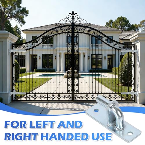 4 Sets Wall Mount Gate Hinge Bracket with Strap Hinge Heavy Duty Farm & Chain Link Gate Hinges Farm Gate Hinges Outdoor Hardware for Barns Tool Sheds and Other Swing Doors, Galvanized - style: 4pcs U-shape-12''