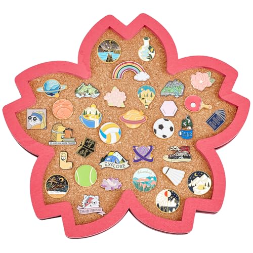 BENECREAT Sakura Pin Cork Board, 8.3x7.5Inch Wall Mounted Corkboard with Pink Frame Bulletin Display Board for Brooch Pin Storage Display, Office Home Decor - size: 8.7" x 8.7"