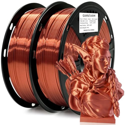 GIANTARM Silk 3D Printer Filament 1.75mm Metallic Copper PLA 2kg - color: Silk Copper, size: 2kg