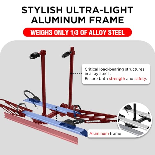 Rockland Foldable 2-Ebike Rack with Ramp, 200 lbs Capacity, Hitch Mount Electric Bike Rack, Fits up to 5" Fat Tire Width and 50" Wheelbase, Ebike Carrier Rack for 2" Receiver for Cars SUVs Vans RVs - size: 2-Ebike Rack+Foldable+Ramp+200LBS