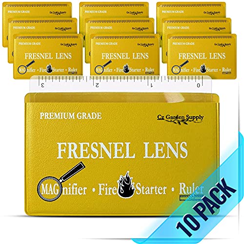 Fresnel Lens 4X Magnifier Pocket Wallet Credit Card Size • Ruler - Unbreakable Plastic for Home Office Classroom & Outdoor EDC Survival Kit Bushcraft (10 pack Ruler/Magnifier - Yellow) - size: 10 pack Ruler/Magnifier - YELLOW