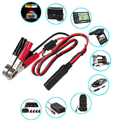 (5PACK)1.5FT 12V Battery Alligator Clip to SAE 2Pin Quick Disconnect Cable SAE to Battery Clamp Cable 7.5A Fuse - size: 5 PACK